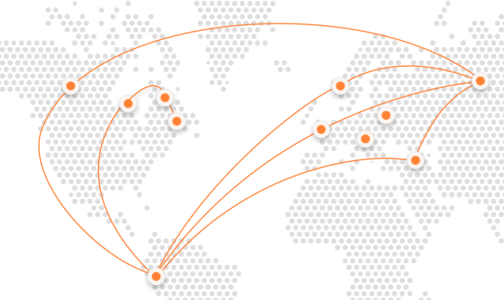 A world map connecting the Yuppo Lab expert network across universities.
